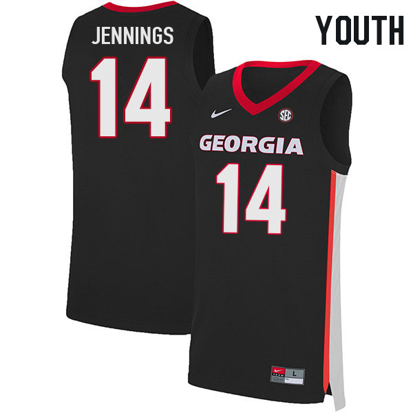 Youth #14 Markel Jennings Georgia Bulldogs College Basketball Jerseys Stitched Sale-Black
